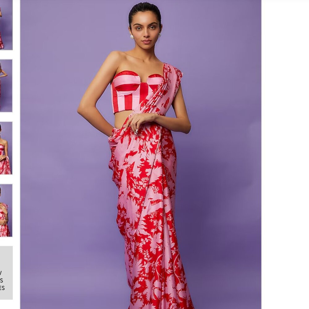 Ranbir Mukherjee Red & Pink Saree, XS